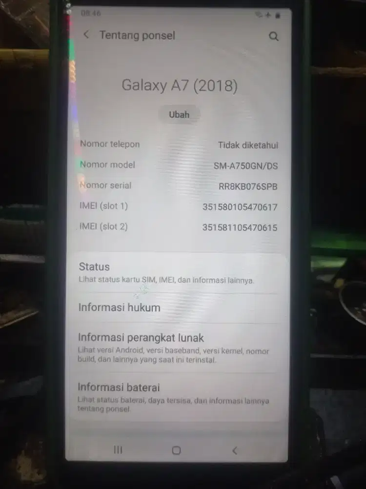Samsung a7 2018 ram 4/64 kondisi normal no minus