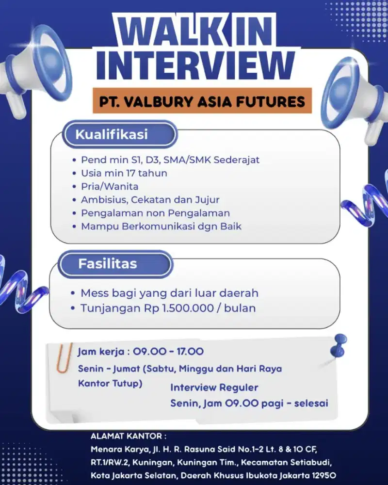 Lowongan marketing PT. Valbury