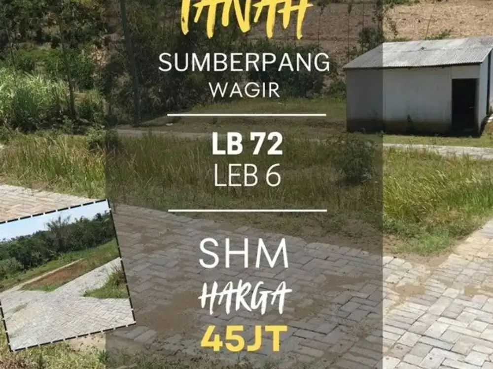 Tanah dijual di sumbersuko wagir Lt72 SHM hanya 45jt dekat sekolah perkampungan