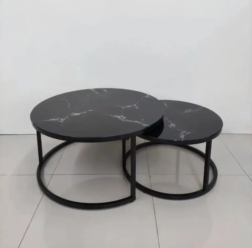 Meja Tamu Set Kaca Hitam