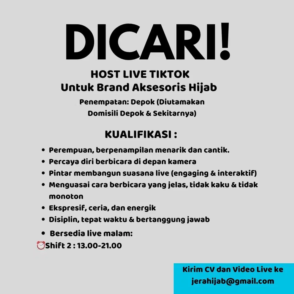 LOKER HOST LIVE TIKTOK DEPOK