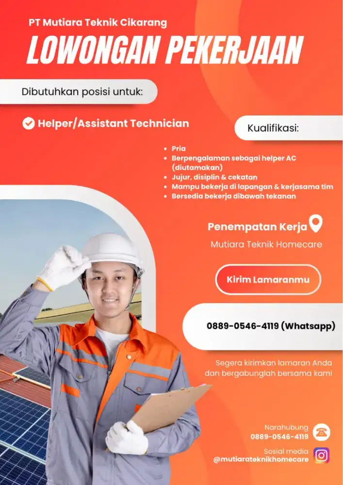 LOWONGAN PEKERJAAN HELPER AC