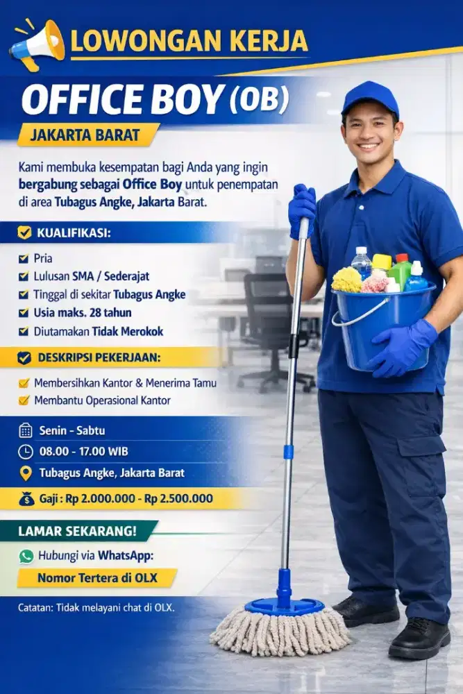 Lowongan Kerja OFFICE BOY (OB) - Jakarta Barat