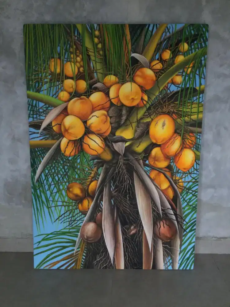 Dijual lukisan kanvas pohon kelapa 90x130 cm