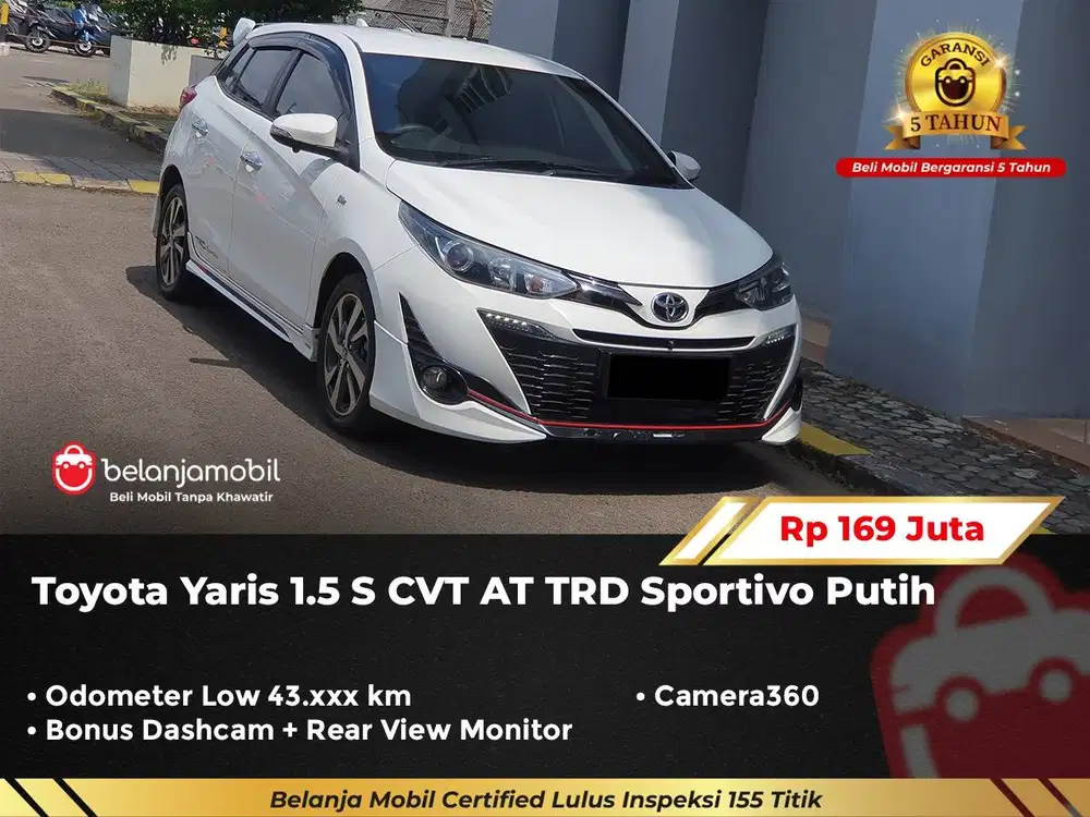 [ GARANSI 5TH ] Toyota Yaris 1.5 S CVT AT TRD Sportivo Putih 2019/2020