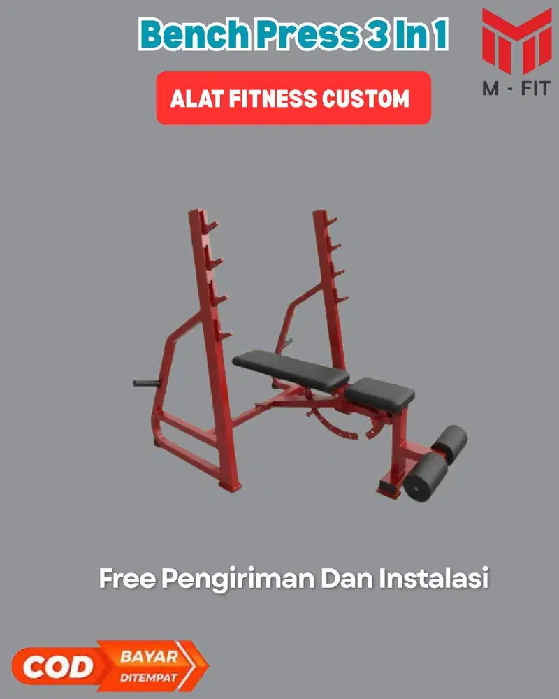 Alat Fitness Custom Bench Press 3 in 1 Custom - Flat, Incline