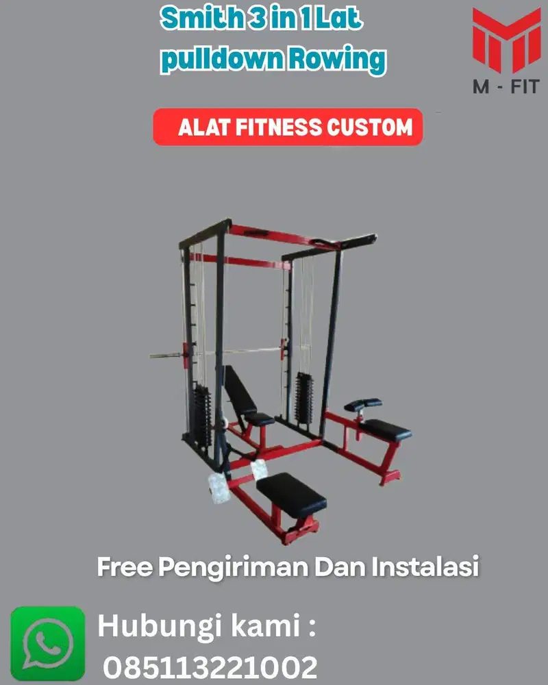 ALAT FITNESS CUSTOM SMITH MACHINE & CABLE CROSSOVER BERGARANSI