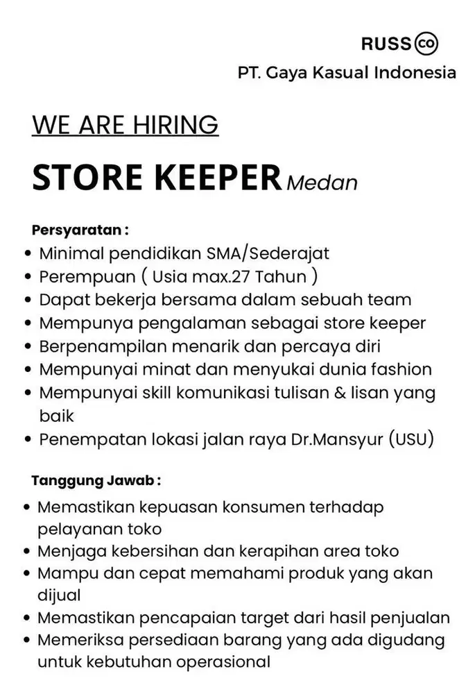 Dicari SPG&SPB Retail