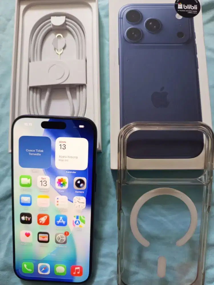 iPhone 17pro 256gb deep blue blibli,fulset garansi resmi panjang