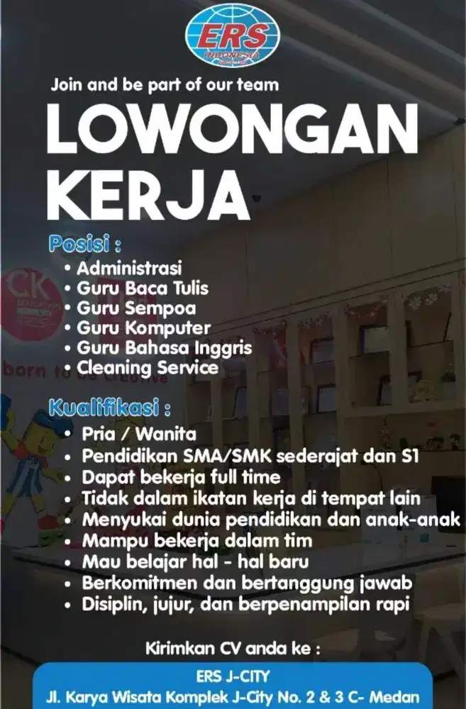 Dibutuhkan Staff Administrasi Kursus dan Tenaga Pengajar