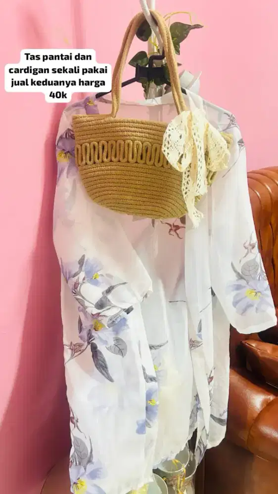 Cardigan dan Tas Pantai