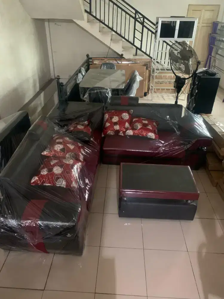 SOFA L MERAH TANGAN BULAN SABIT