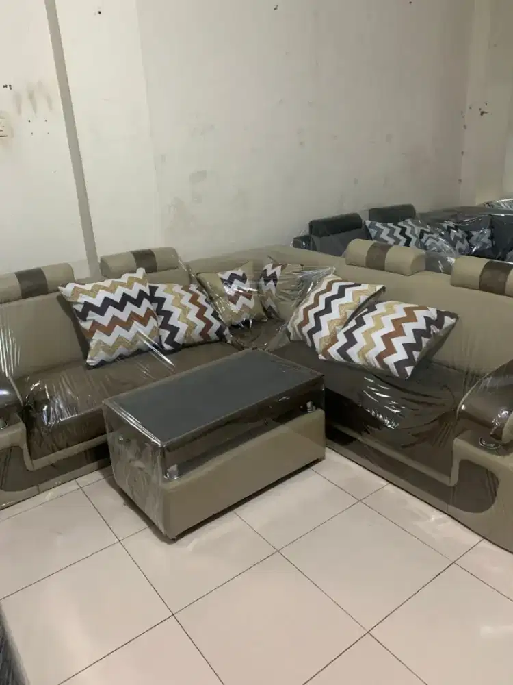 SOFA L COKLAT TANGAN PESAWAT