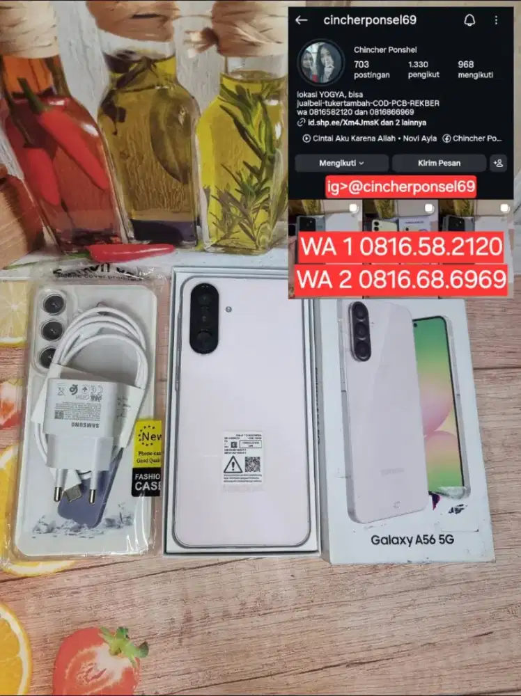 Jual hp likenew SAMSUNG A56 5g 12/256 super mulus free adaptor n case