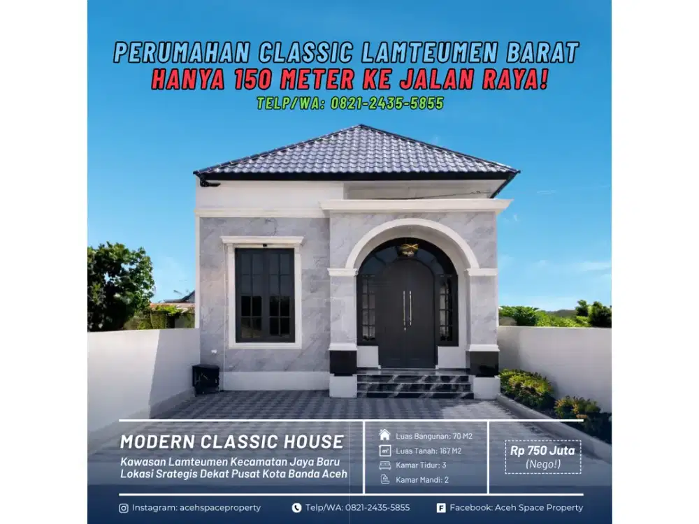 Dijual Rumah Classic di Lamteumen Barat Dibelakang Polantas - Hanya 150 Meter ke Jalan Raya!