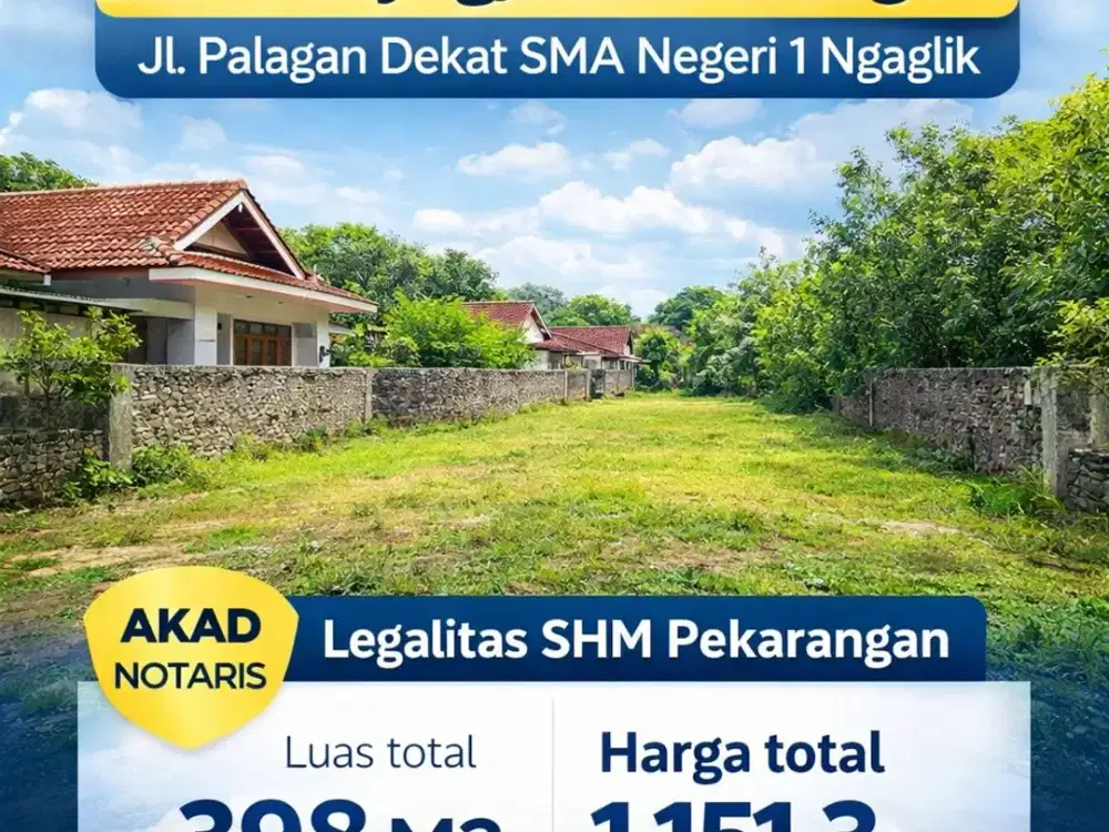 Tanah Pekarangan Jl. Palagan km 11, Lingkungan Perumahan & Pemukiman, udara sejuk asri lingkungan Nasionalis