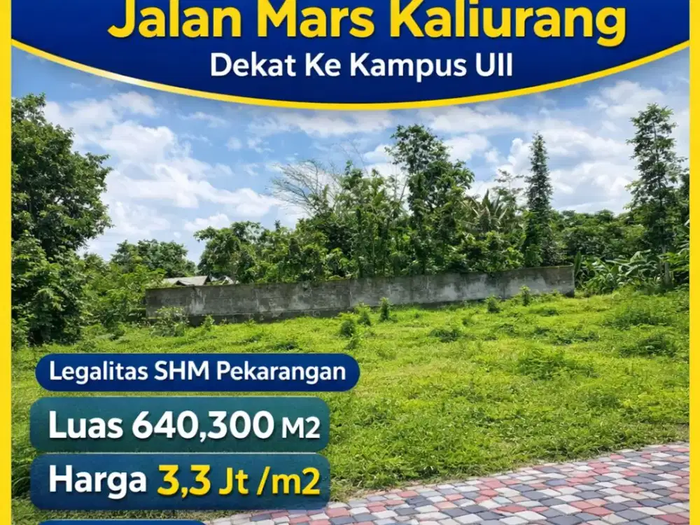 Tanah Jogja Kost Area Kampus UII Kaliurang SHM Pekarangan