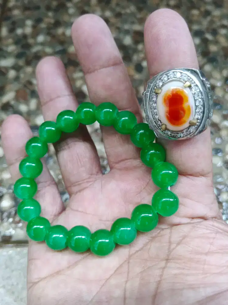 Cincin Motif Angka 8 Unik dan Gelang ijo Kesehatan Limited edition Bos