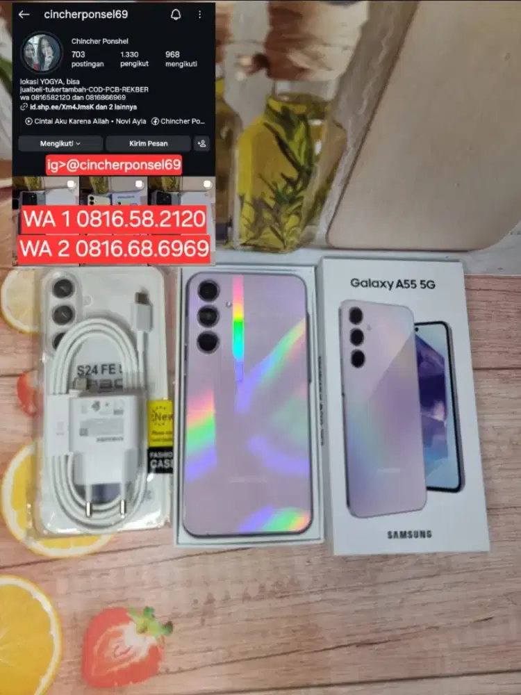 Jual hp likenew samsung A55 5G 8/256 ISTIMEWA grns resmi  free ADAPTOR