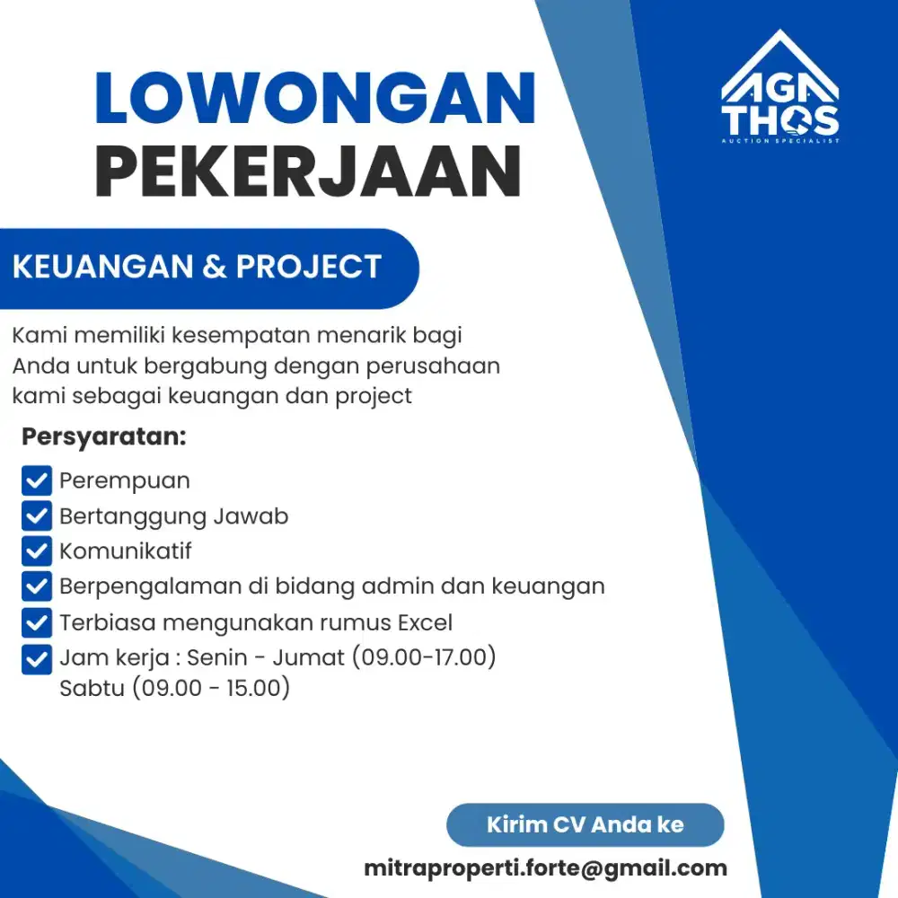 DIBUTUHKAN SEGERA Admin Keuangan lokasi Cengkareng