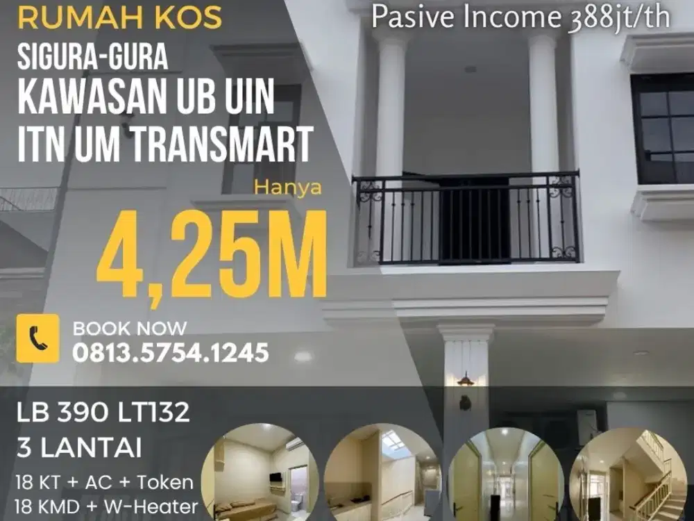 Kos dijual Sigura-gura UB UIN UM 15KT Furnished Transmart Mall 4,25M