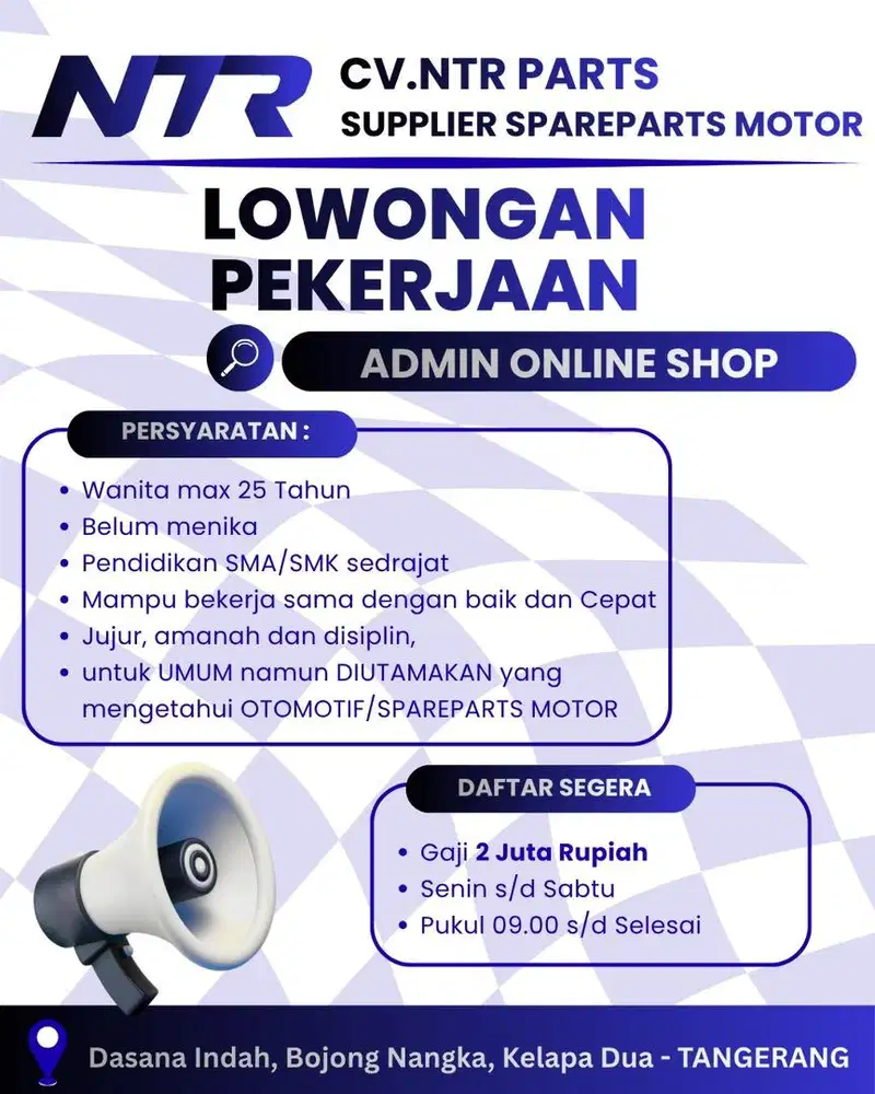 Dibutuhkan segera ADMIN