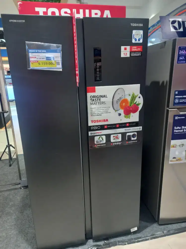 TOSHIBA REFRIGERATOR SBS 620 LITER DARK GRAY