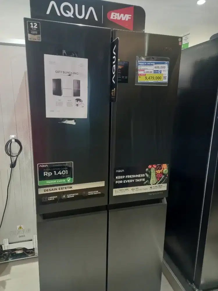 AQUA REFRIGERATOR MULTIDOOR 465 LITER BLACK