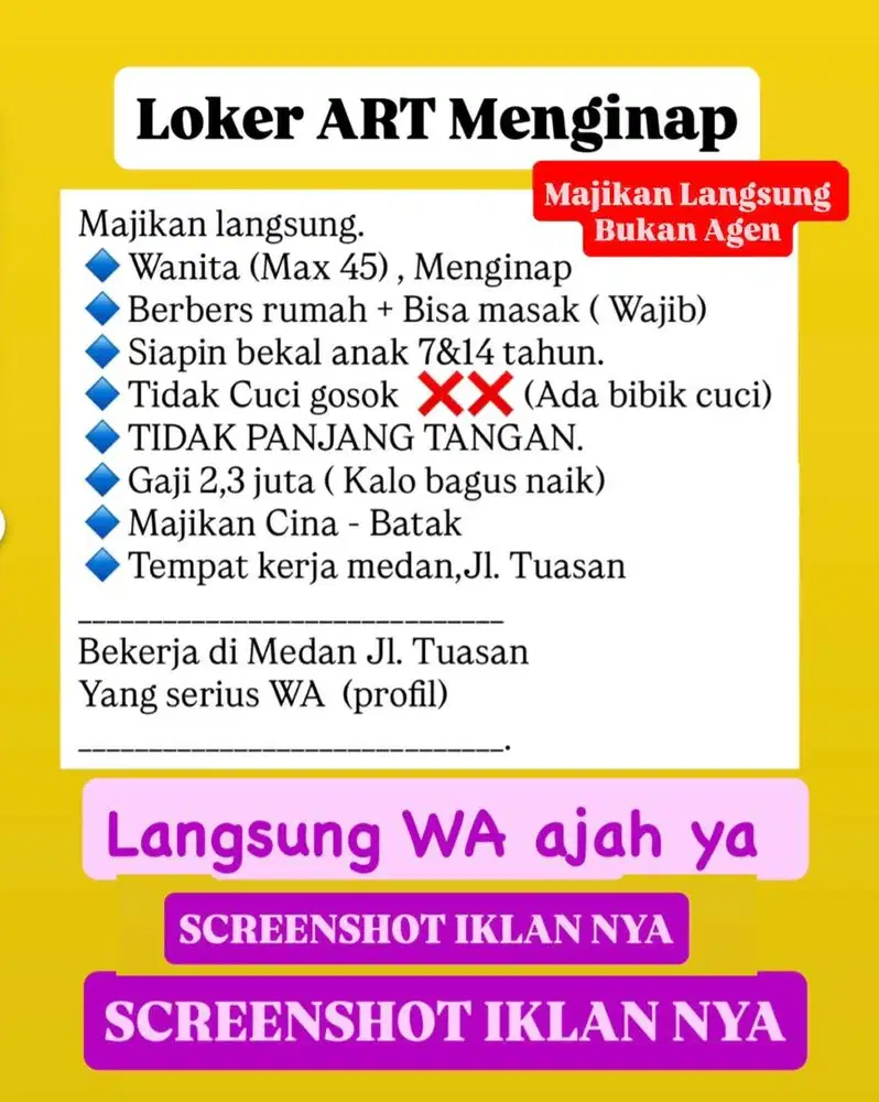 Lowongan Kerja ART Menginap