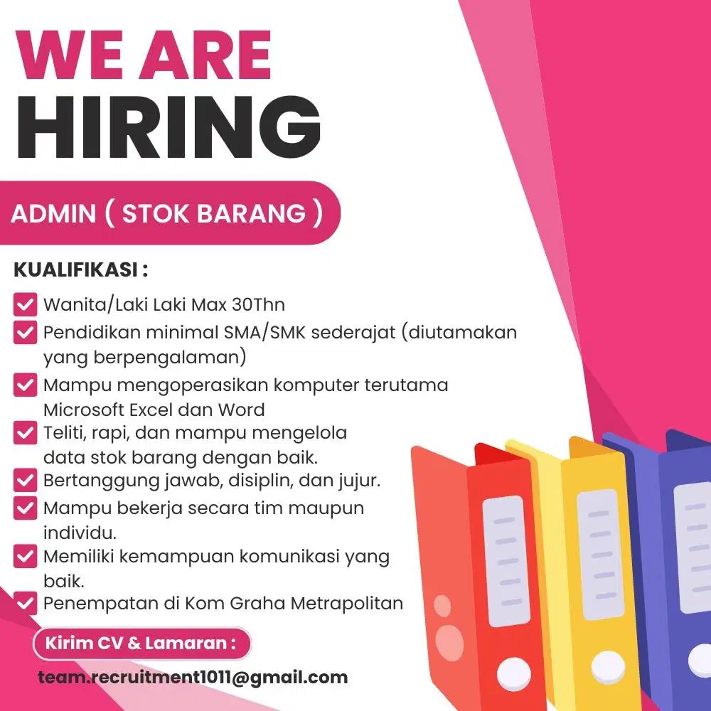 DIBUTUHKAN ADMIN STOK SEGERA!