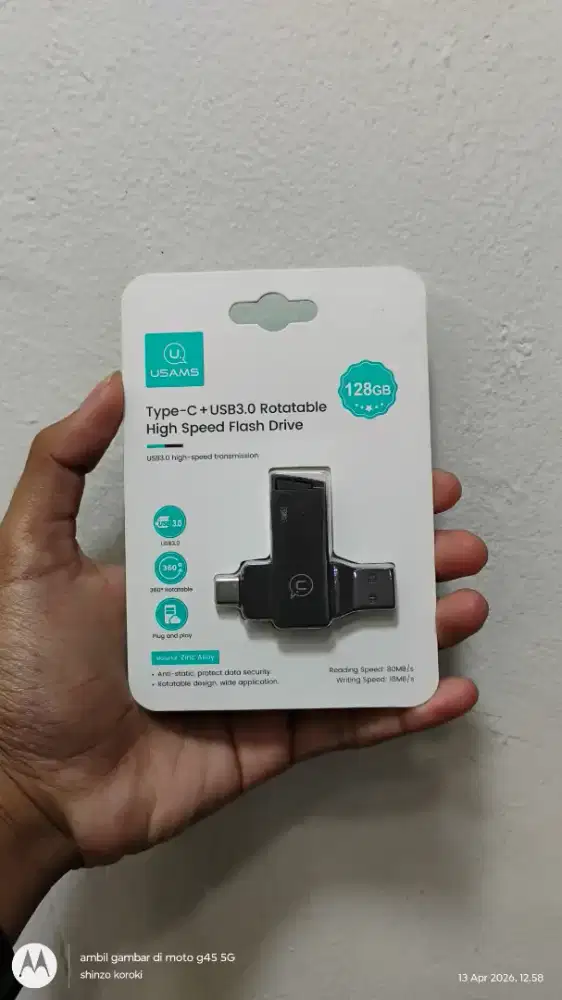 Flashdisk Usams 128GB New/Segel Dual port USB & Type C