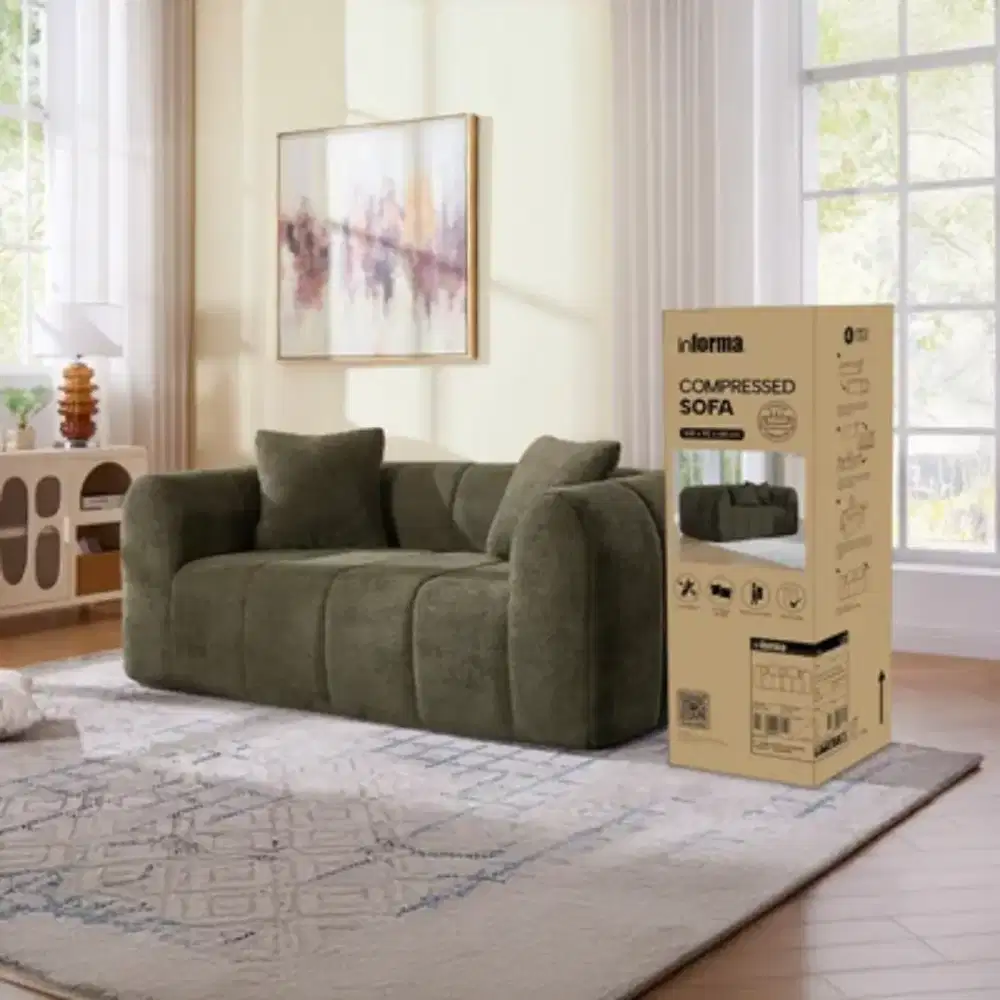 Informa Layla Sofa Fabric 2 Seater In Box - Hijau