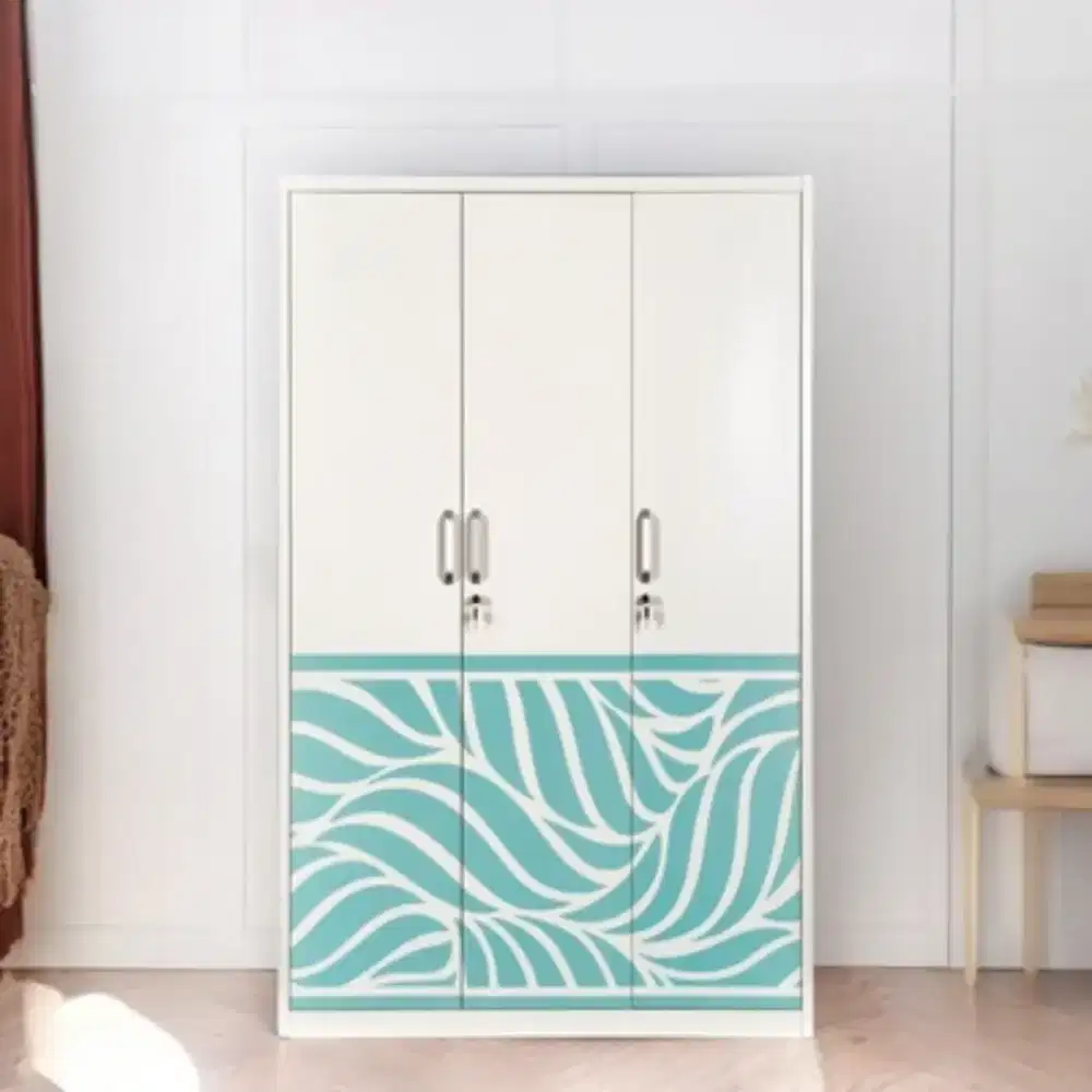 Informa Bloom Lemari Pakaian 3 Pintu - Putih/biru