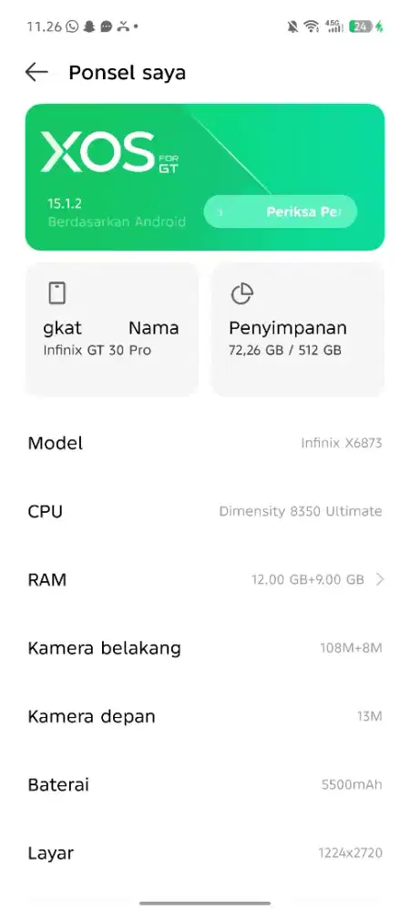 Infinix gt 30 pro 12/512