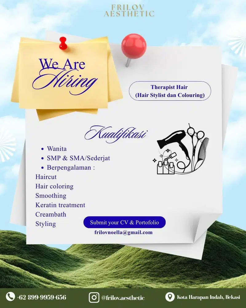 Dicari Hair Stylist & Colorist Berpengalaman – Gaji Menarik (Bekasi)