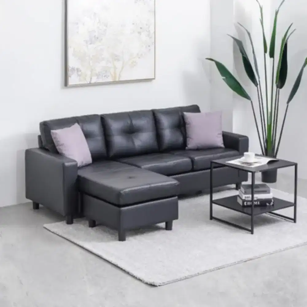 Informa Berwick Sofa L Sectional Kulit - Hitam
