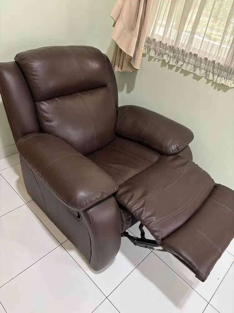 Second Sofa Reclining Single Leather Kulit Ori