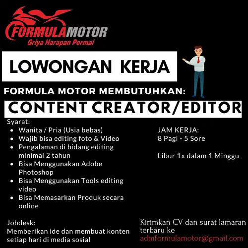 DIBUTUHKAN CONTENT KREATOR BERPENGALAMAN!