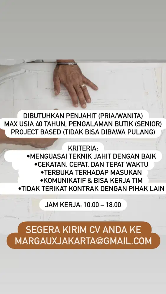 Penjahit Butik dengan Gaji Menarik