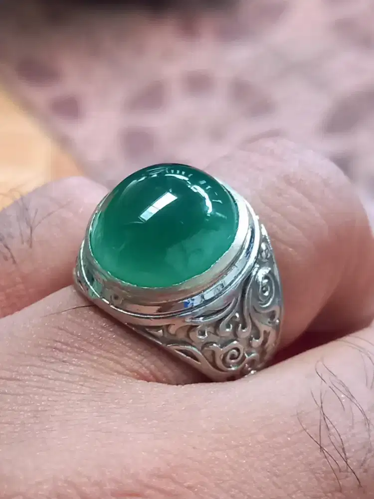 Cincin Natural Chrome Chalcedony Ijo Botol