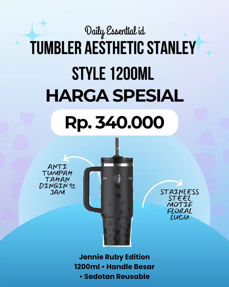 Jual Tumbler Stanley x Jennie Midnight Ruby 1200ml Motif Floral Black