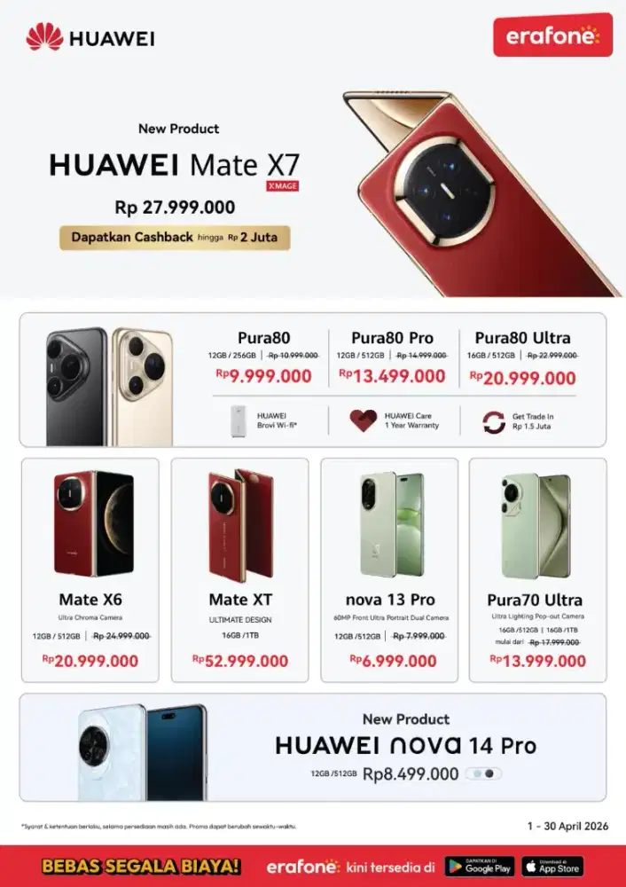 HUAWEI Mate X7 hanya 1,5jtan per bulan