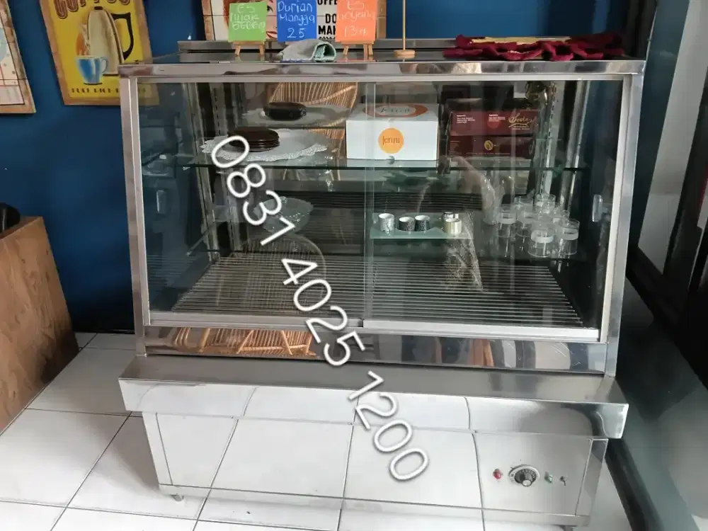 Etalase kaca penghangat makanan Showcase Display