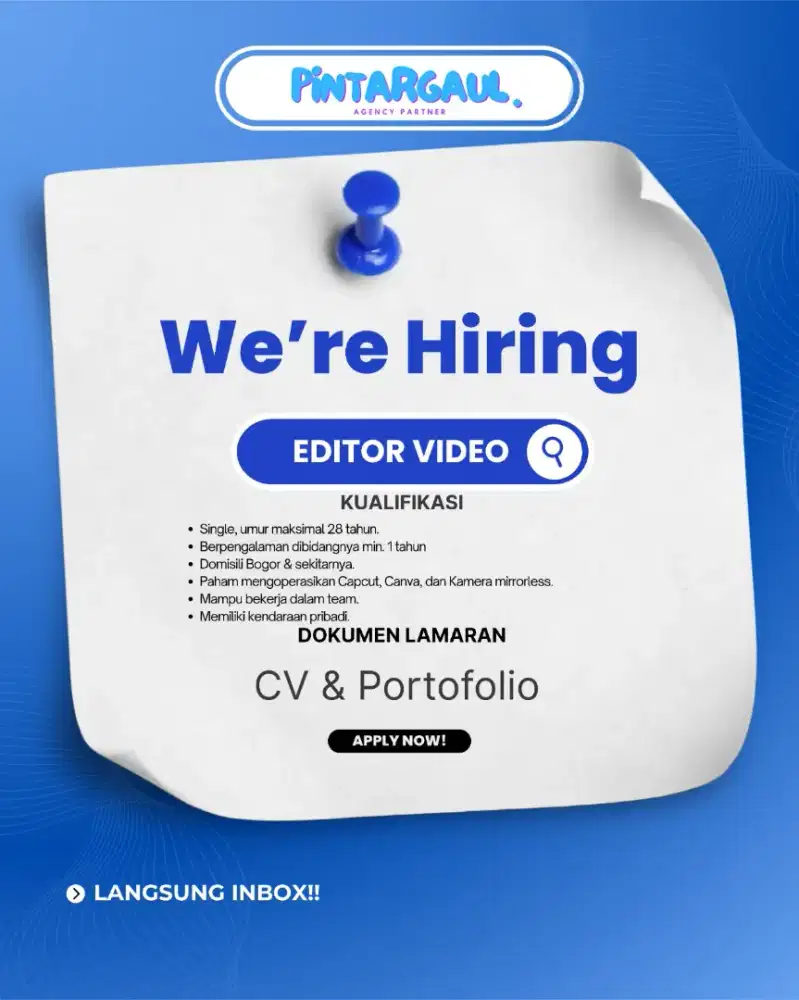 Lowongan kerja Editor dan Talent