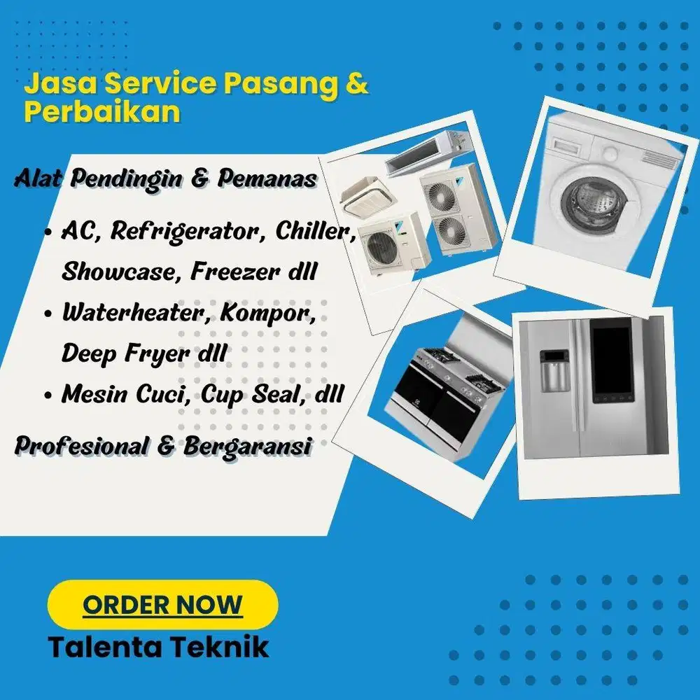 Perbaikan AC kulkas freezer showcase mesin cuci   waterheater kompor