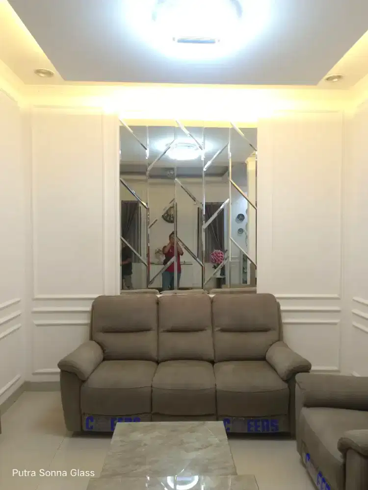 Kaca motif bevel cermin motif cermin hias termurah