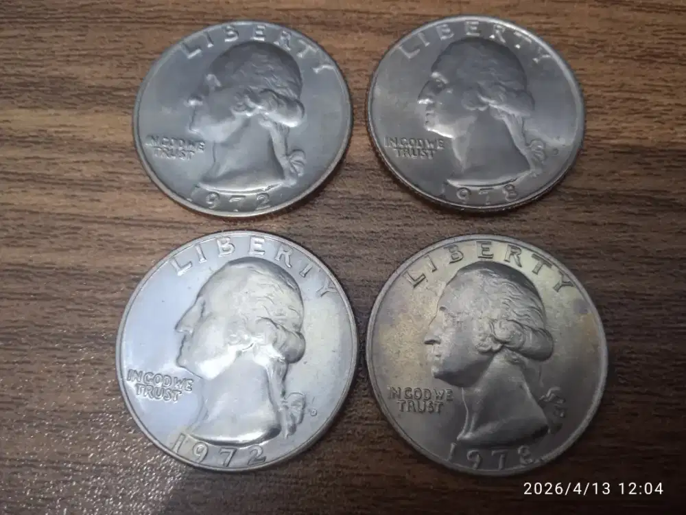 Koin quater dollar amerika washington 1972 1978 UNC