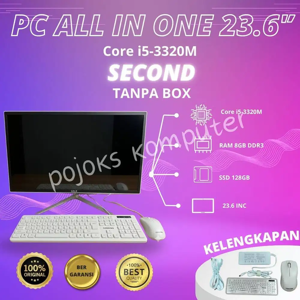 PC ALL IN ONE 23.6INC CORE i5-3320M RAM 8GB SSD 128GB SECOND TANPA BOX
