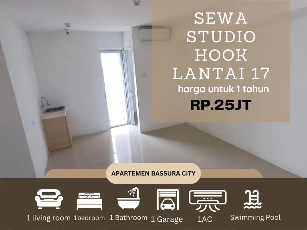 sewa studio besar atas mall lantai 17 apartemen bassura city