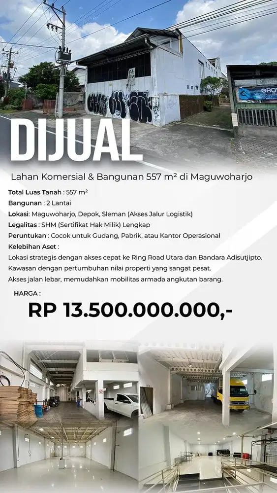 Dijual Gudang,Pabrik/ Tempat Usaha
